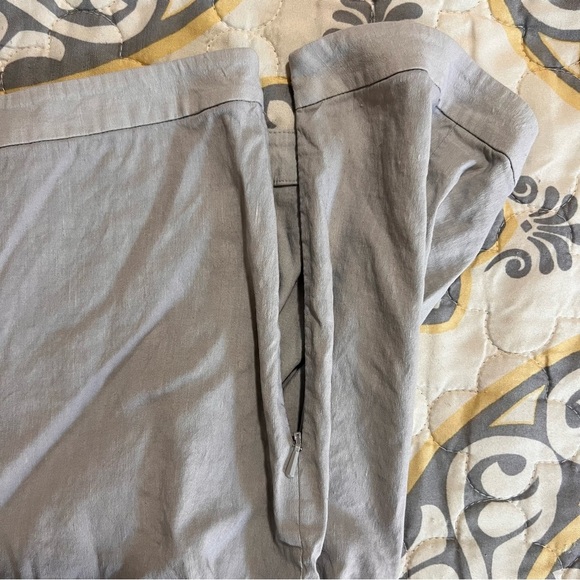 Eileen Fisher Gray Linen Viscose Side Zip Flat Front Wide Leg Pants Size 12 - Picture 3 of 8